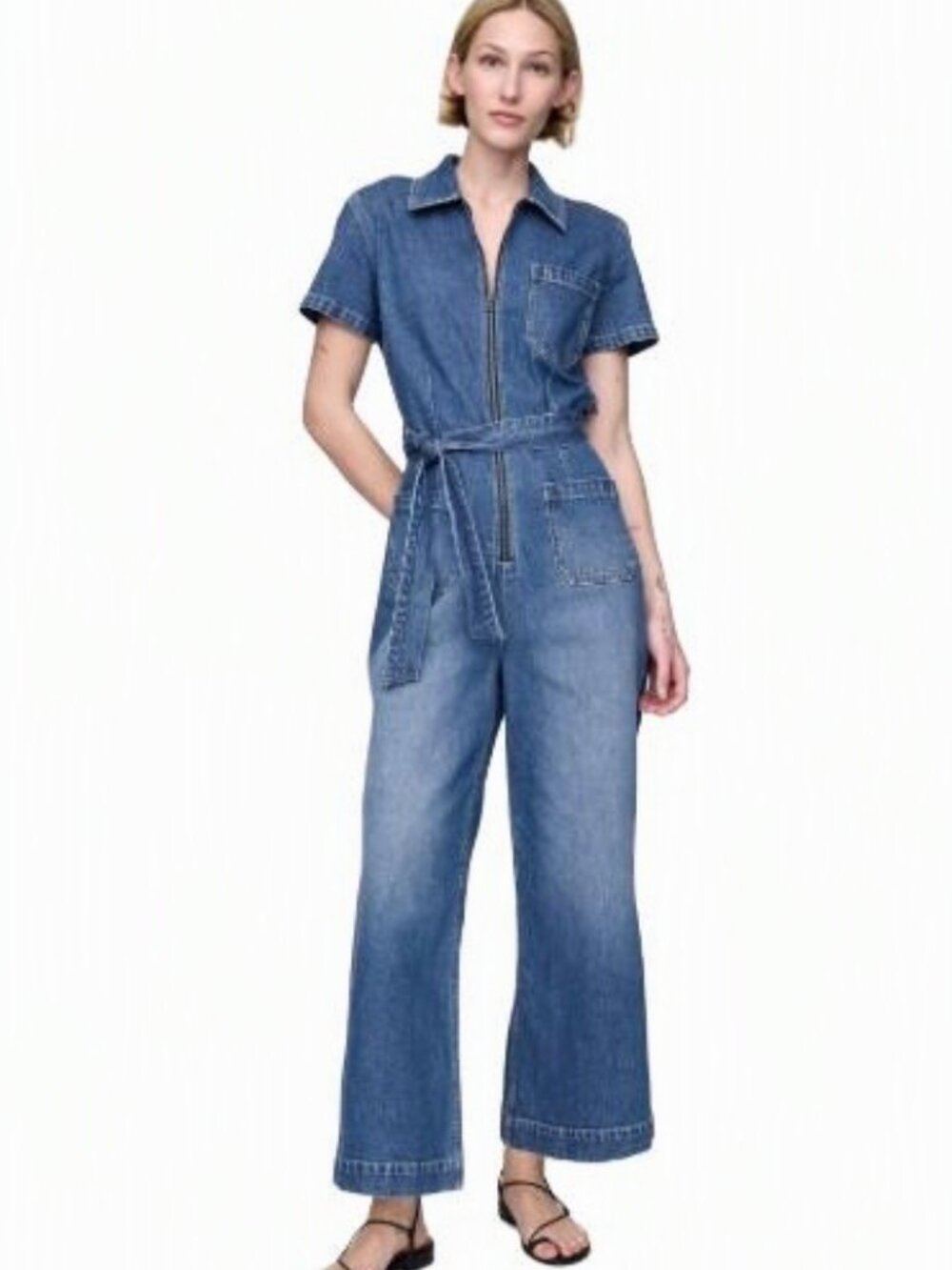 🌹NWOT🌹Fabulous GAP Denim Jumpsuit Wide Leg/Belt